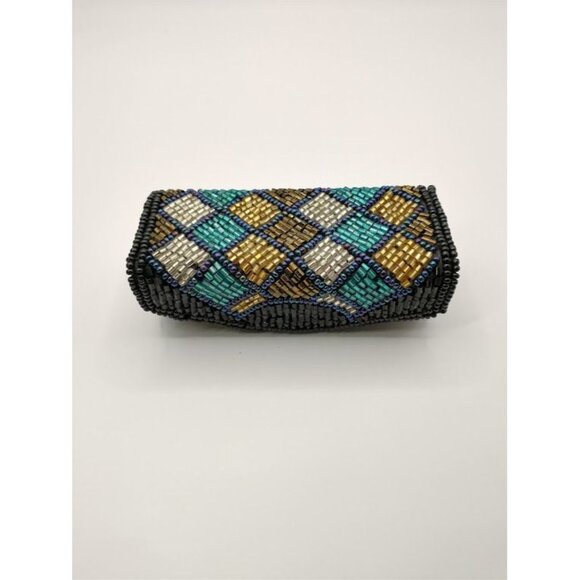 Handcrafted Beaded Lipstick Case With Lipstick Colorful Geometric Design Uniqu - Picture 4 of 7